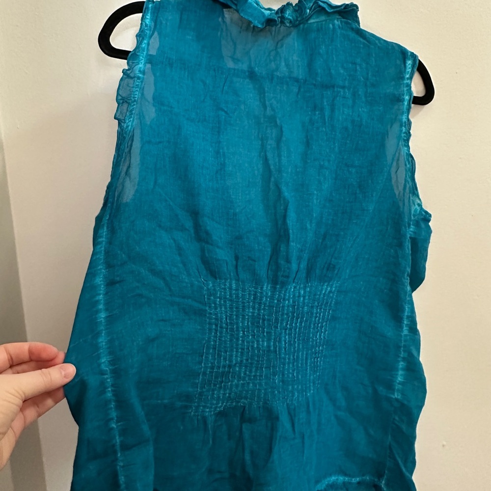 Teal Ruffled Blouse - Picture 11 of 14